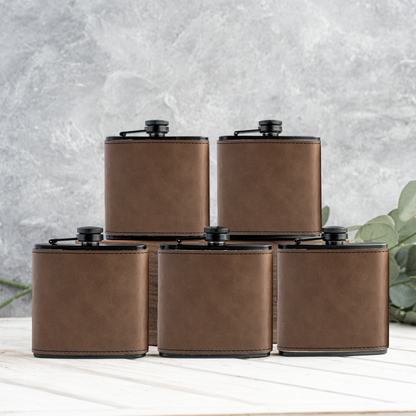 Personalized leather flask groomsmen wedding party gift view 14