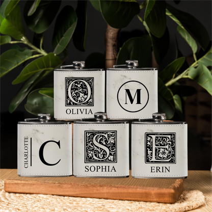 Engraved leather wrapped flask color variant groomsmen gift view 5