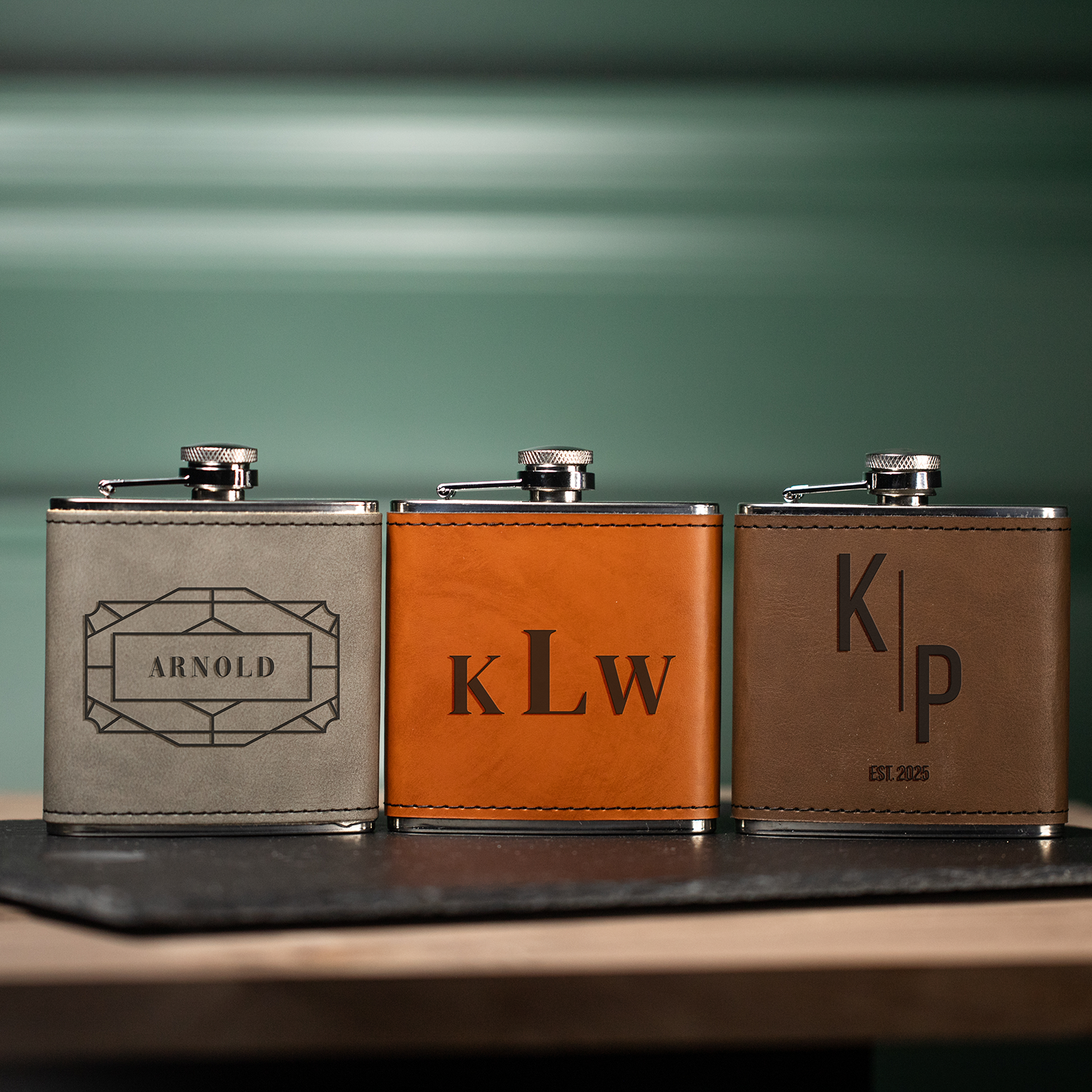 Reserve leather flask in Dark Brown - best man gift