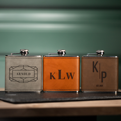 Reserve leather flask in Dark Brown - best man gift