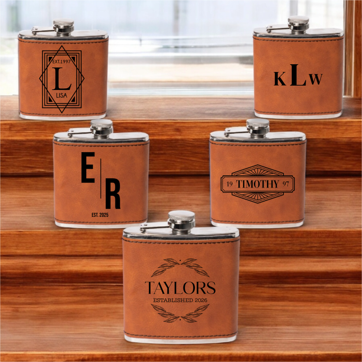 Reserve leather flask in Grey - groomsman proposal gift