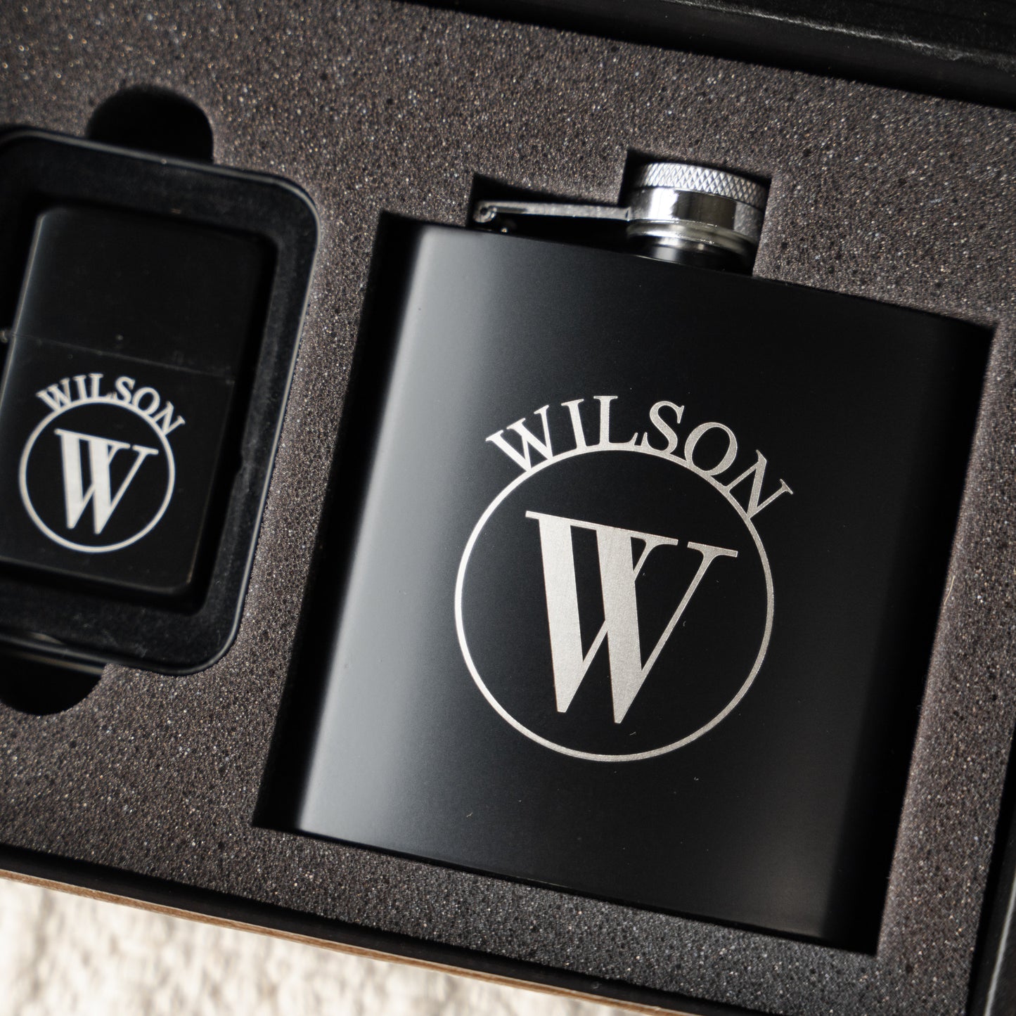 Personalized flask design options - groomsman proposal gift
