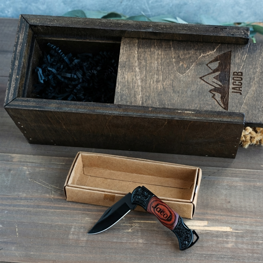 Personalized Pocket Knife With Gift Box - engraved groomsmen gift