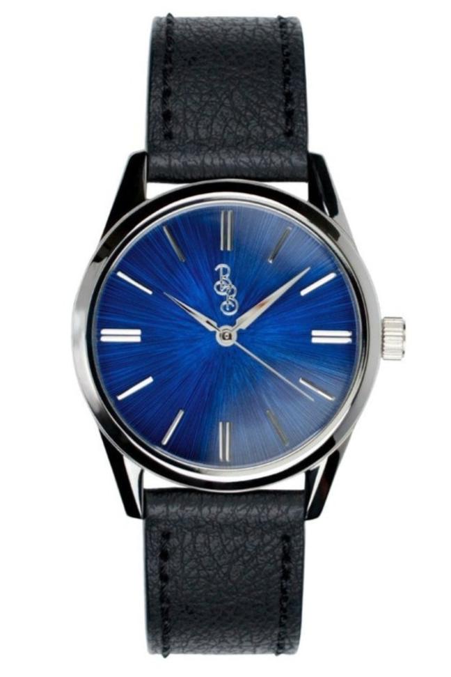 Blue Sunburst Watch dial close-up, groomsmen wedding watch gift