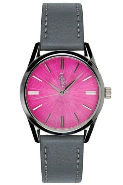 Pink Sunburst Watch dial close-up, bridesmaid proposal gift