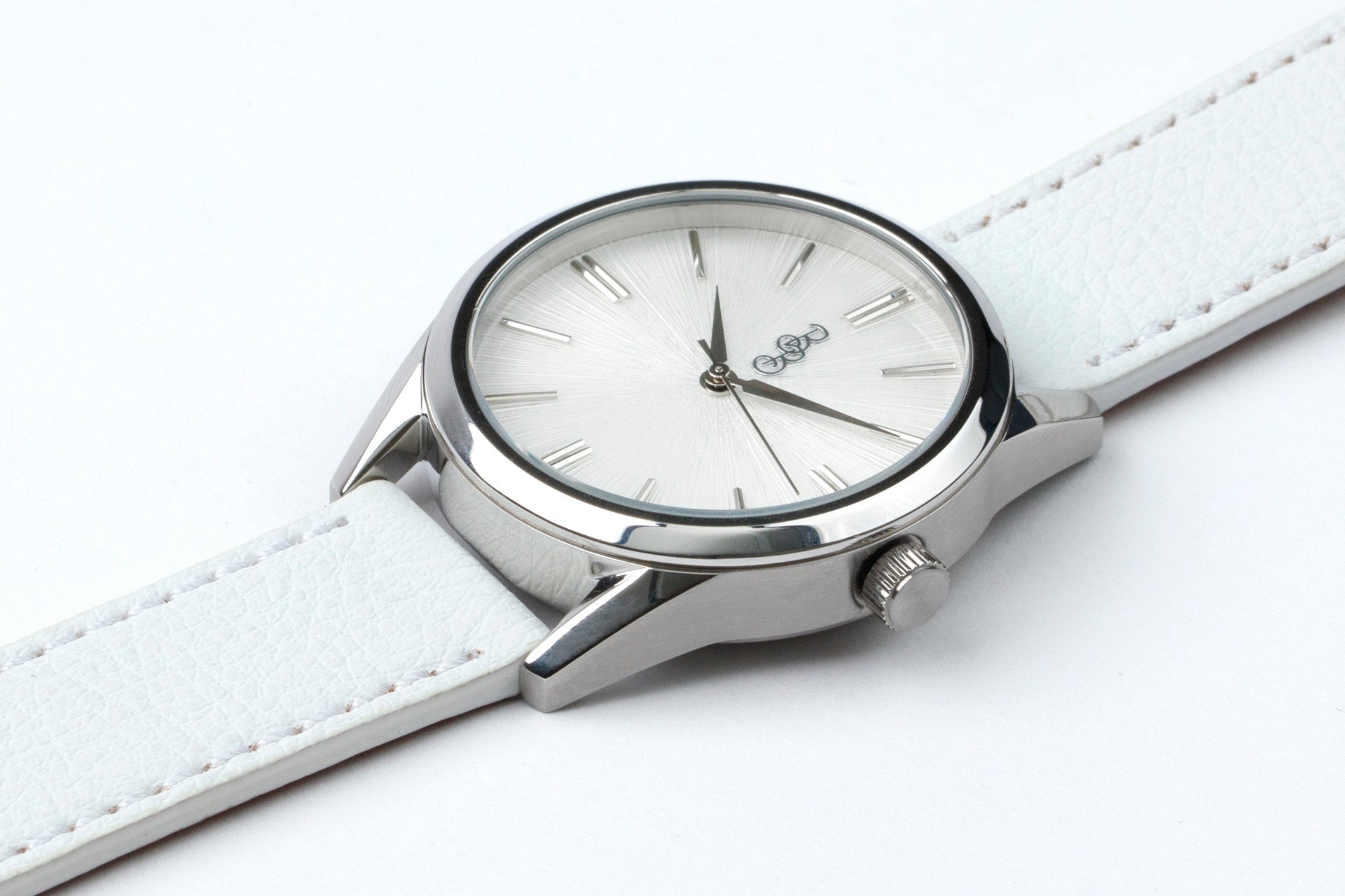 White Sunburst Watch side profile groomsman proposal gift