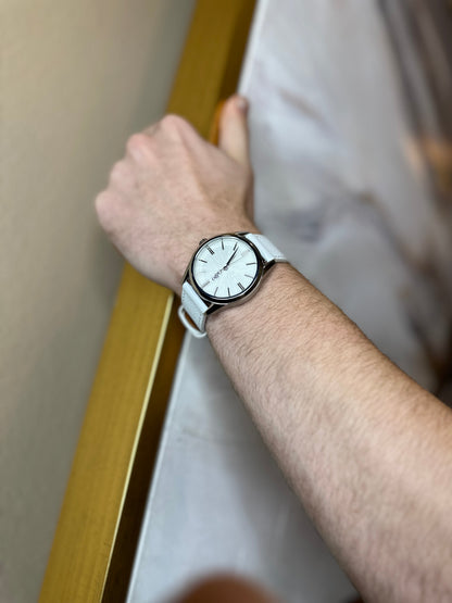 White Sunburst Watch case detail anniversary gift for him
