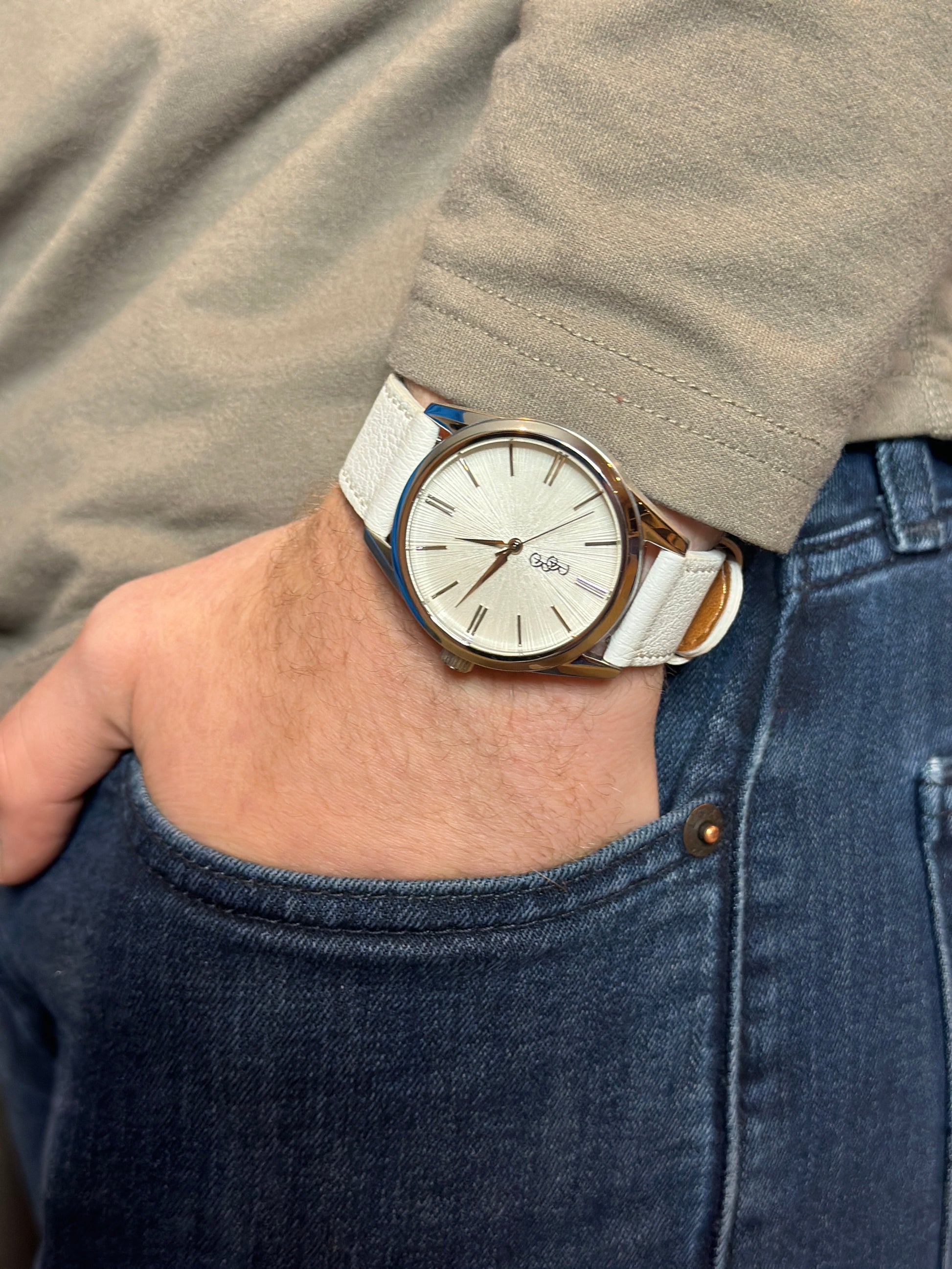 White Sunburst Watch - personalized groomsmen gift