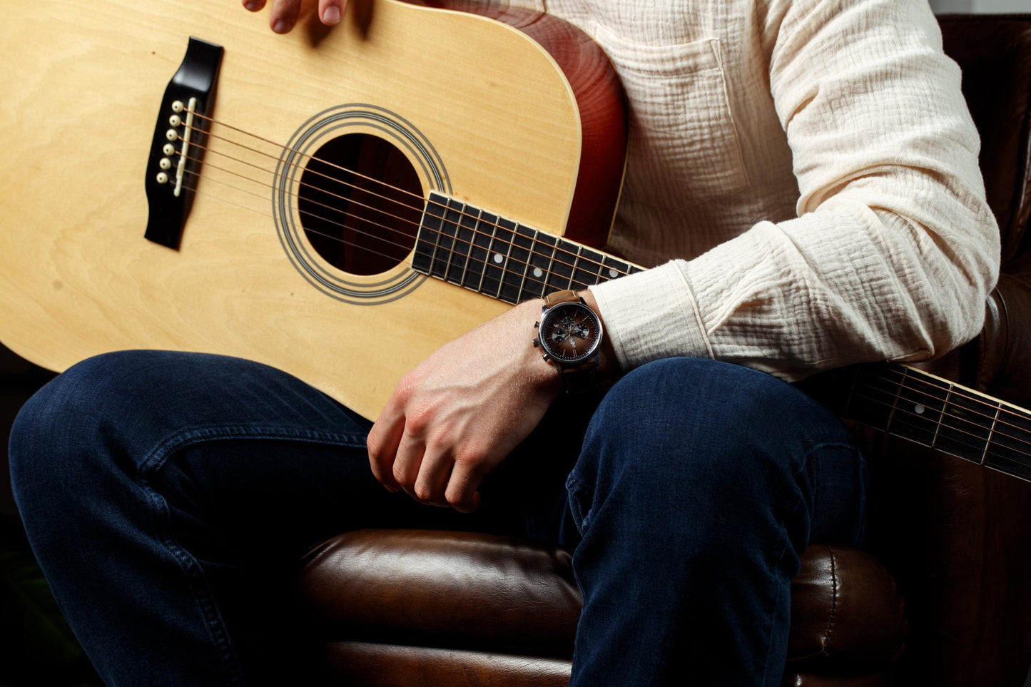 Brown Retro Chronograph wrist lifestyle shot, birthday gift for him