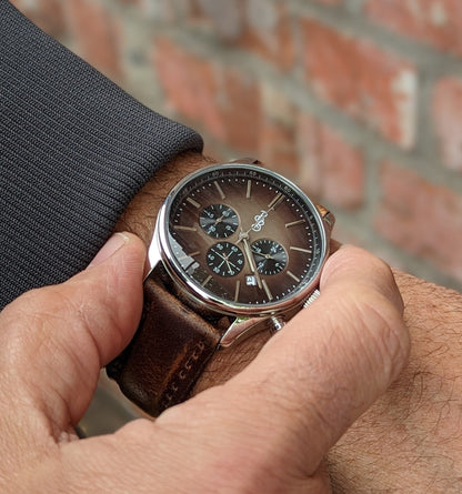 Brown Retro Chronograph - vintage gift for him from Beyond Boring