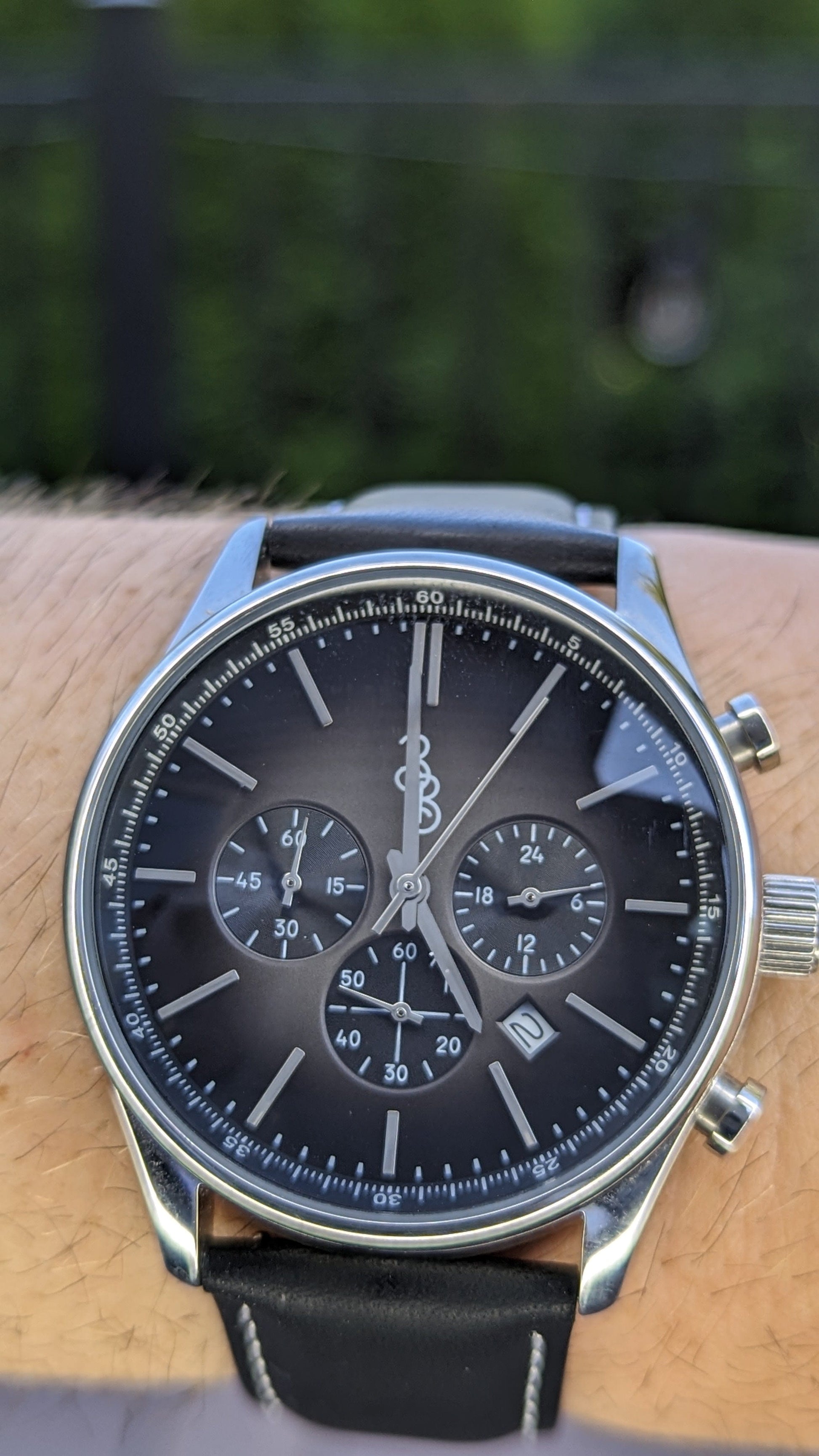 Gray Retro Chronograph side profile detail, anniversary gift for him