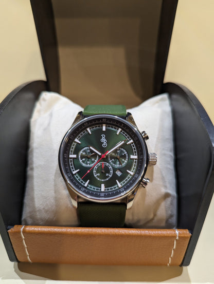 Green Sport Chronograph wrist lifestyle shot, wedding day gift