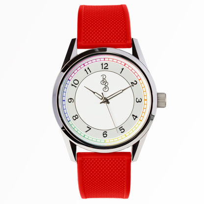 Rainbow Classic watch dial detail, colorful men's daily watch