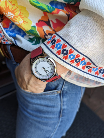 Rainbow Classic watch alternate angle, colorful gift for him