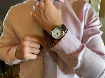 Silver Classic Watch side profile detail, gift for the groom