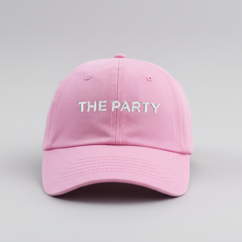 The Bride and the party pink hat