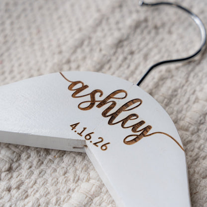 Wooden wedding hanger curved shoulder design bridal gift