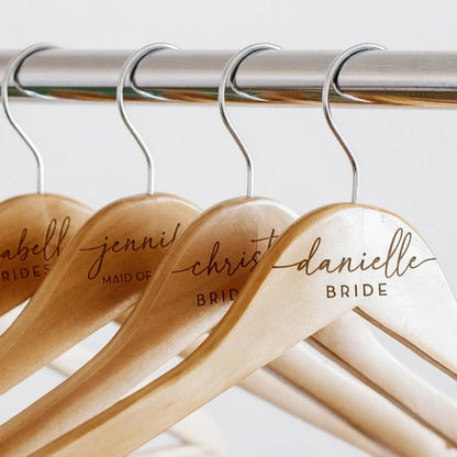 Custom wedding hangers wood and white finishes bridal gift