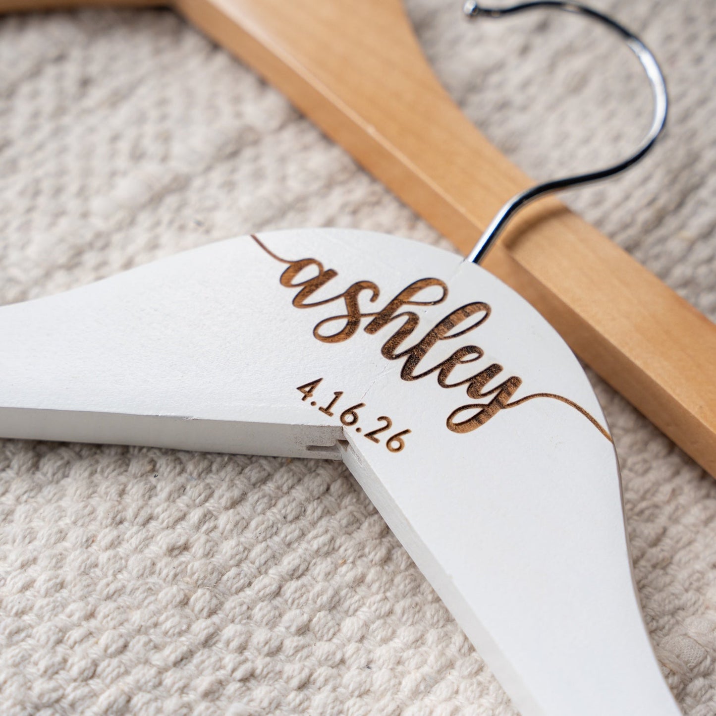 Wooden wedding hanger laser engraved bridal shower gift